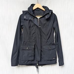 Abercrombie & Fitch Black A&F Nylon Parka Hooded Jacket, size S